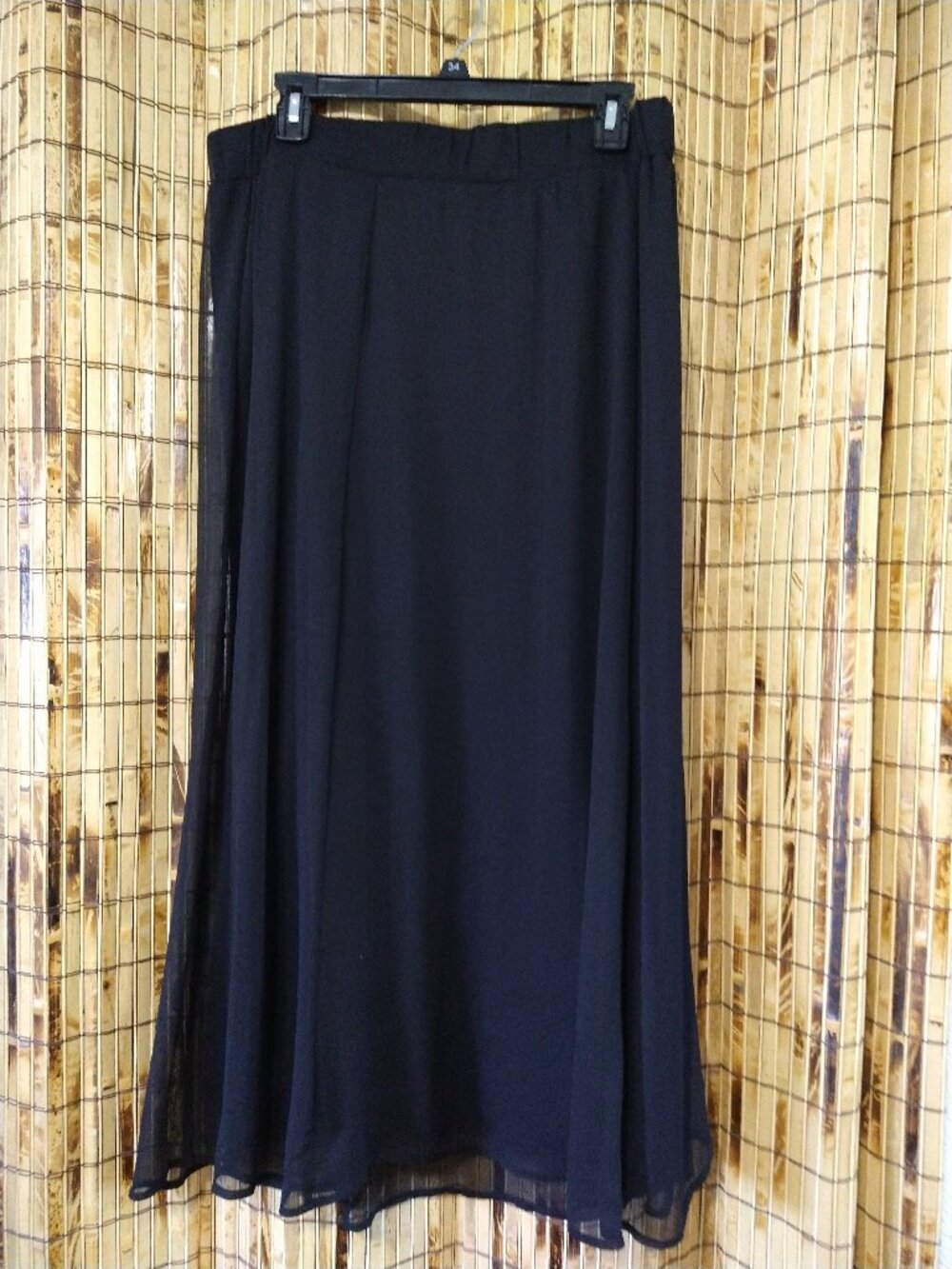 CJ Banks (Christopher & Banks Plus Line) Black Chiffon Layered Maxi Skirt Size X